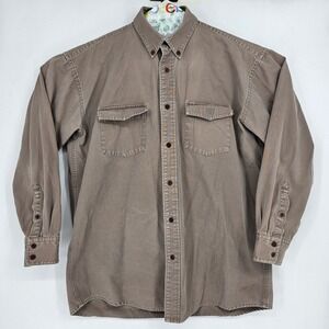 Lucchese Shirt Mens XL Western Button Down Light Brown Denim Cowboy Long Sleeve